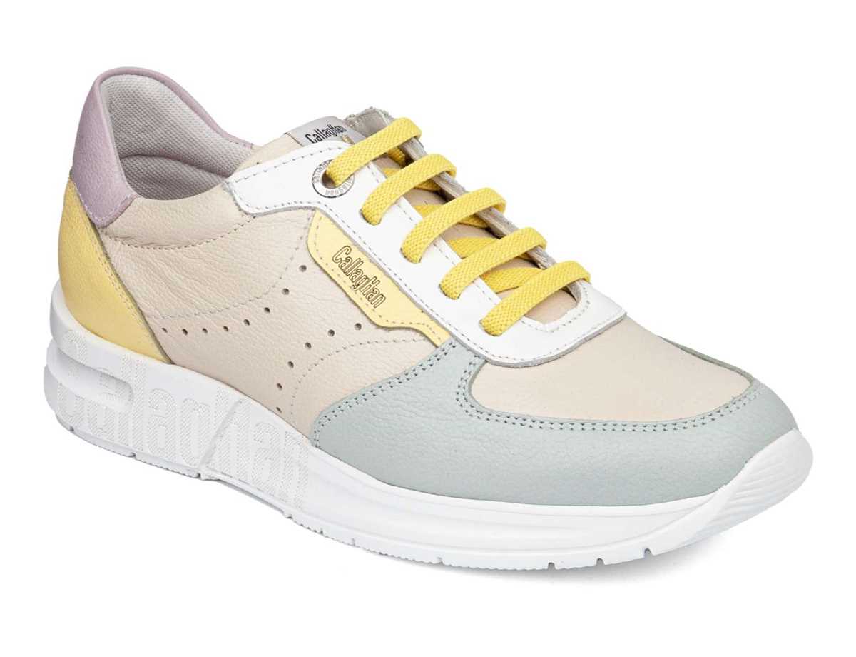 Baskets Callaghan 92120 Dorcas S.I.L Beige Jaune Bleu Femme | ZWH-9138563