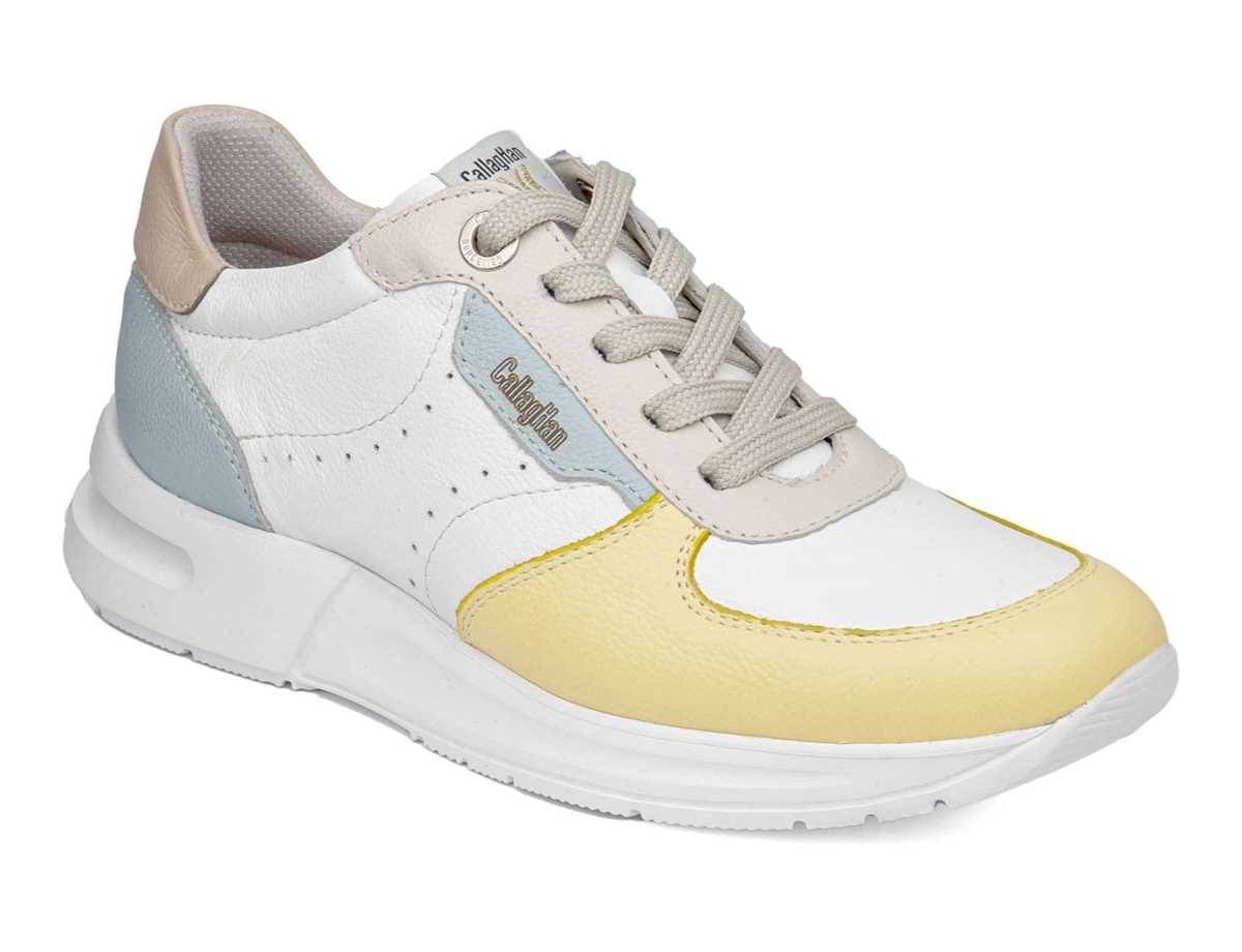 Baskets Callaghan 92120 Dorcas S.I.L Jaune Blanche Femme | KYK-9734892