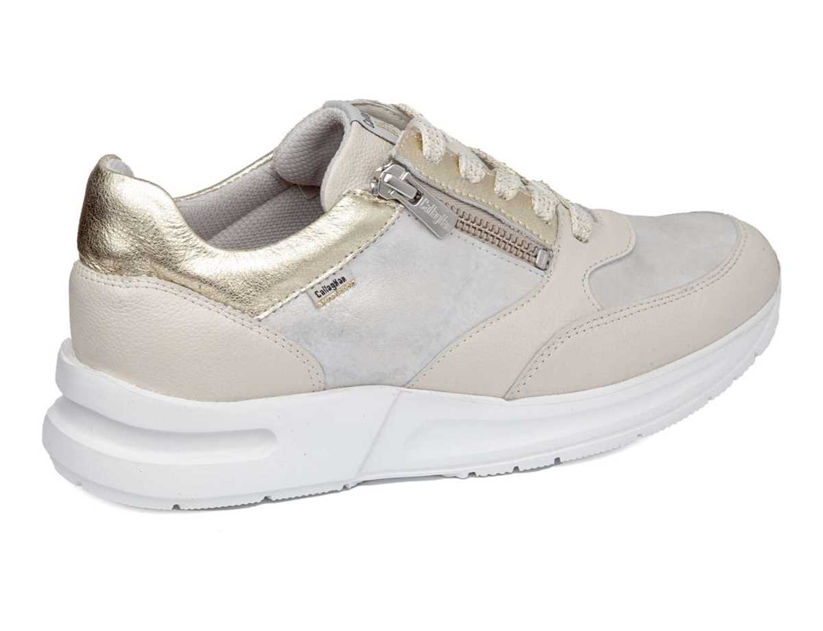 Baskets Callaghan 92121 Dorcas S.I.L Blanche Beige Doré Femme | RHZ-0448961