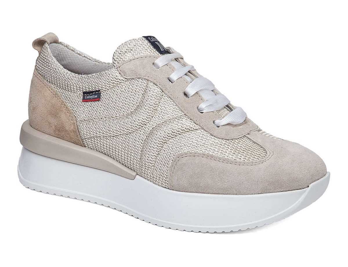 Baskets Callaghan 51200 Dina Blanche Beige Femme | UHV-8358735