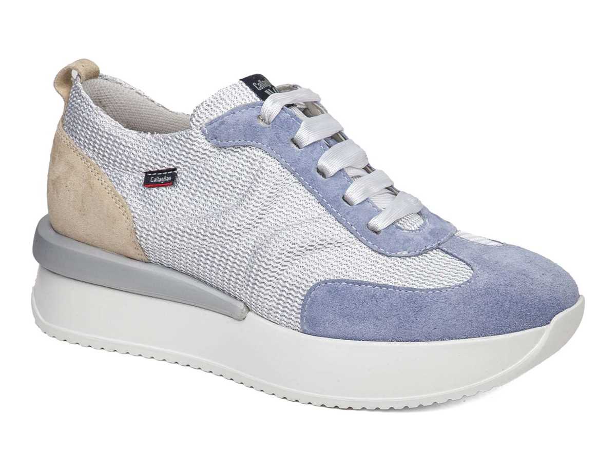 Baskets Callaghan 51200 Dina Bleu Blanche Beige Femme | HAP-3607965