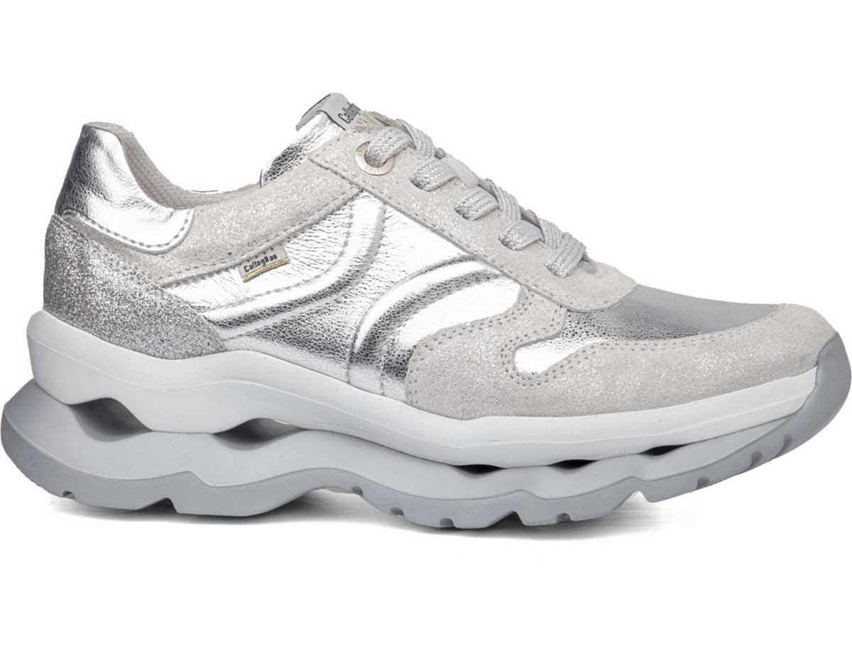 Baskets Callaghan 18820 Sole Blanche Argent Femme | CPE-0749441