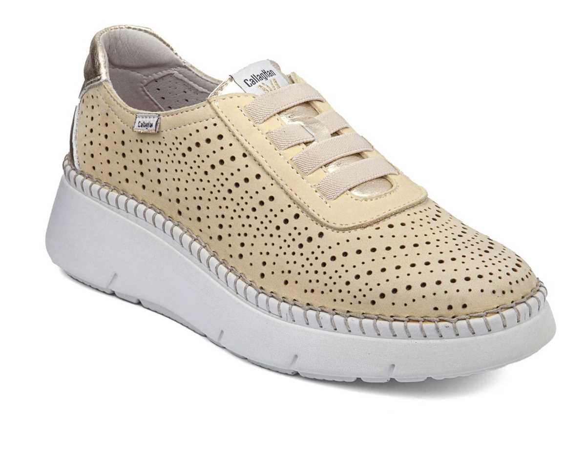 Baskets à Plateforme Callaghan 53600 Circular Sra. Jaune Beige Femme | VTA-8452382