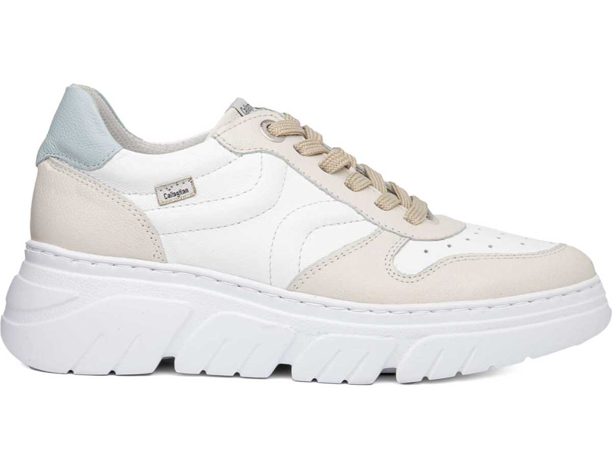 Baskets à Plateforme Callaghan 51806 Baccara Beige Blanche Bleu Femme | YGS-2700568