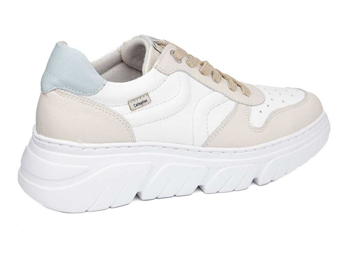 Baskets à Plateforme Callaghan 51806 Baccara Beige Blanche Bleu Femme | YGS-2700568