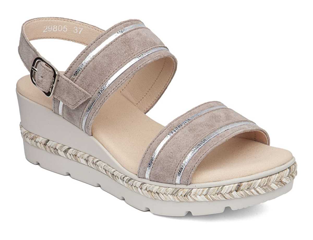 Sandales Compensées Callaghan 29805 Mara Beige Argent Femme | NTW-8851399