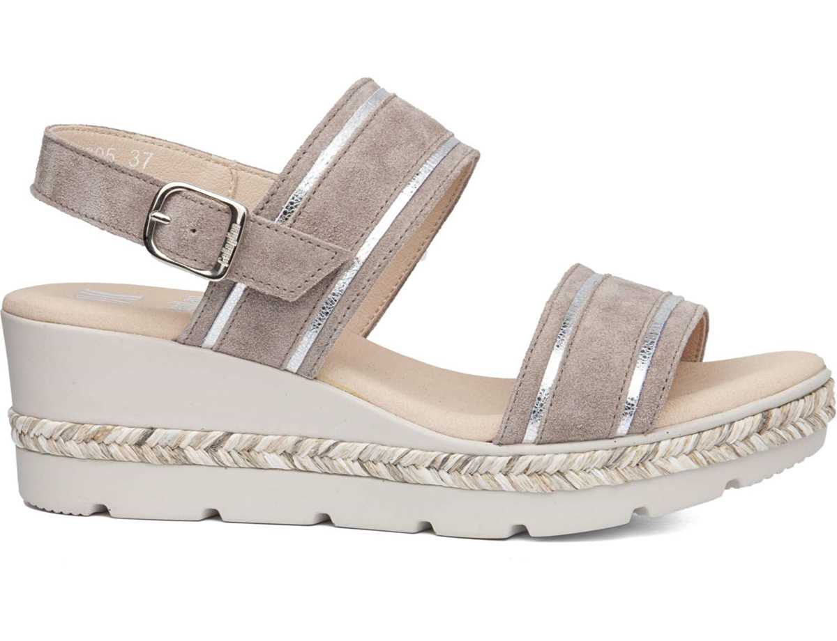 Sandales Compensées Callaghan 29805 Mara Beige Argent Femme | NTW-8851399