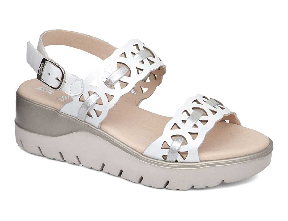 Sandales Compensées Callaghan 26517 Uwanja Blanche Argent Femme | LZC-0783018