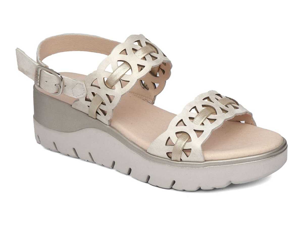 Sandales Compensées Callaghan 26517 Uwanja Beige Doré Femme | NOK-4390264