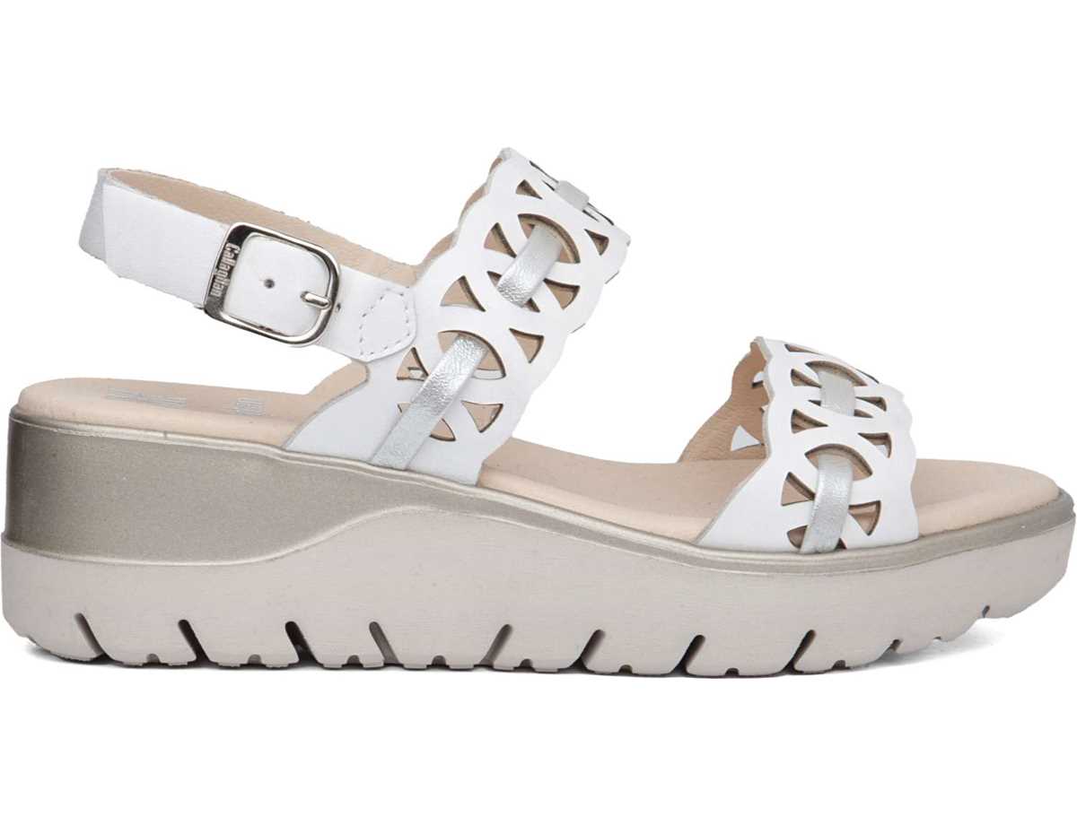 Sandales Compensées Callaghan 26517 Uwanja Blanche Argent Femme | LZC-0783018