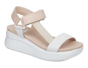 Sandales à Plateforme Callaghan 29900 Llana Blanche Beige Rose Femme | AOQ-6163328