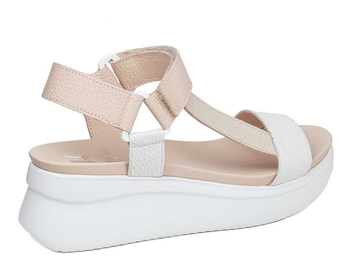 Sandales à Plateforme Callaghan 29900 Llana Blanche Beige Rose Femme | AOQ-6163328