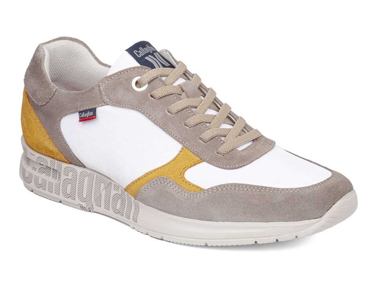 Baskets Callaghan 91324 Goliat S.I.Lase Grise Blanche Jaune Homme | WXA-2838170